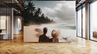 couple on the beach Wall mural