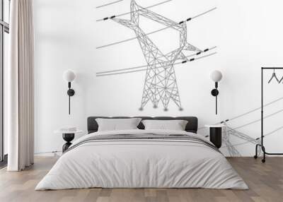 Set of power lines and electric pylons Wall mural