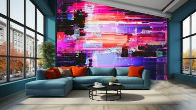 Cybernetic Glitch Abstract Background Wall mural