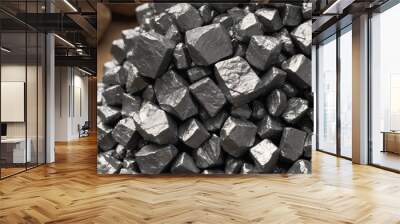 Shimmering Molybdenum Ore Texture in Shades of Silver and Gray Wall mural