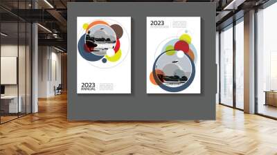 abstract  Circle modern cover design abstract background Yellow book cover Brochure  template,annual report, magazine and flyer layout Vector a4 Wall mural