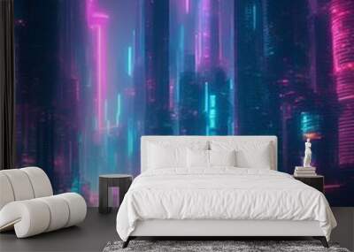 futuristic cyberpunk city abstract background Cinematic generative ai illustration art Wall mural