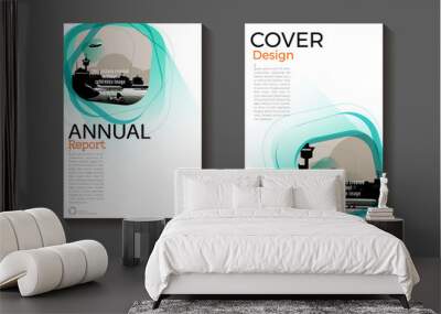 Sea-green template layout cover abstract background design modern book,annual report, magazine and flyer Vector a4 Wall mural