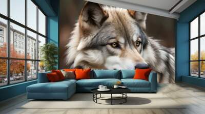 Abstract portrait of beautiful wolf Wall mural