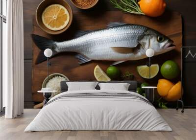 Healthy fish on the table Wall mural