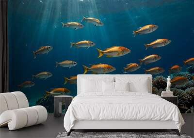 Swimming fishes in the sea Wall mural