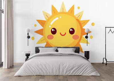 A cartoon sun with a smiling face Wall mural