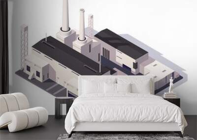 An industrial factory depicted in isometric style on a white background. Vector illustration Wall mural