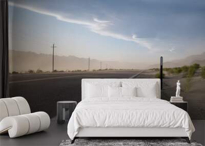 Sunset and sandstone on a road, california Wall mural