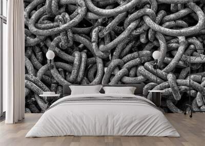 Heap of old, rusty heavy chains Wall mural