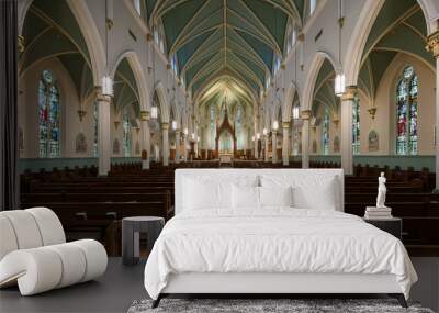 Panoramic view of the interior of the St. Louis Bertrand Catholic Church in Louisville, Kentucky Wall mural