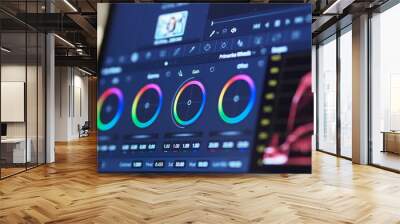 Color grading graph or RGB colour correction indicator on monitor in post production process. Telecine stage in video or film production processing. for colorist edit or adjust color on digital movie. Wall mural