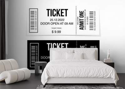 black and white tickets or card with barcode Wall mural