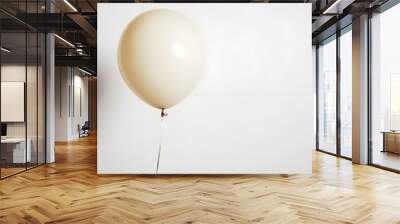 Cream Balloon with White String on White Background. Wall mural