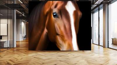 Animal portrait of a brown horse on a black background conceptual for frame Wall mural