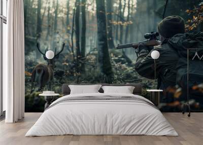 hunter aiming at a deer Wall mural