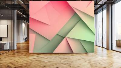 abstract colourful background with lines and triangles, geometry creative wallpaper backdrop, in style of green and pink Wall mural