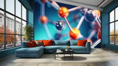 molecular structure and connections microbiology illustration, science and medicine concept, generative AI Wall mural