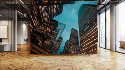 night view of Toronto city skyscrapers; look up; Wall mural