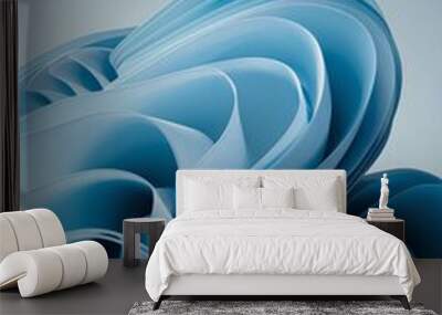 This is an abstract 3D rendering of a blue shape with smooth edges and a gradient from light to dark blue.

 Wall mural