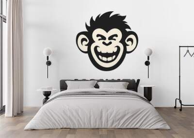 monkey head logo design template vector icon illustration Wall mural