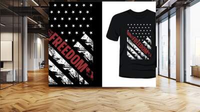 Freedom grunge USA flag t-shirt design. Wall mural