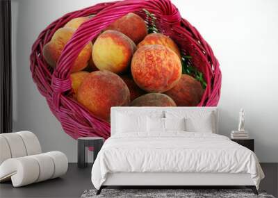 peach fruit in basket Wall mural