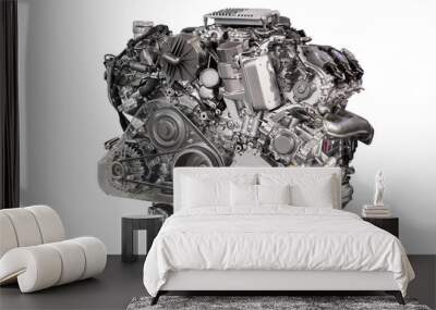 powerful car engine isolated on white Wall mural