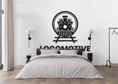 Badge of Locomotive train logo vector vintage design Wall mural