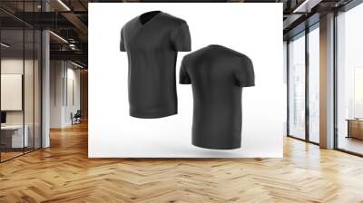 Blank V neck t-shirt with short sleeve for mockup and branding. 3d render illustration. Wall mural