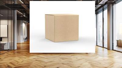 Blank white cube product packaging paper cardboard box. 3d render illustration. Wall mural