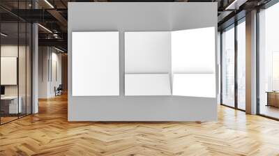 blank white reinforced pocket folders on grey background for mock up. 3d rendering. Wall mural