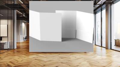 Blank white reinforced pocket folders on grey background for mock up. 3D rendering. Wall mural