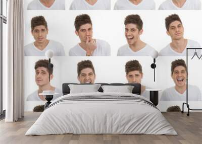 set of male facial expressions Wall mural