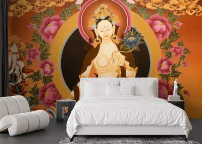 Faith, spirituality  and religion. Tibetan Thangka. Wall mural