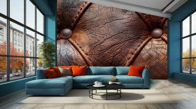 Close Up of Worn Leather Upholstery Wall mural