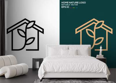 Vector design template of nature house logo, simple, residential house, forest, symbol icon EPS 10 Wall mural