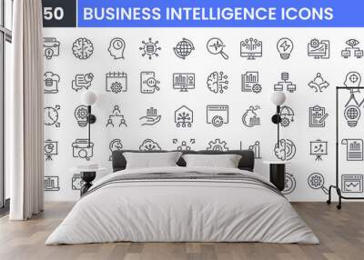 business intelligence vector line icon set. contains linear outline icons like data visualization, d Wall mural