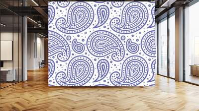 Traditional paisley seamless texture. Hand drawn abstract endless pattern. Simple drawing floral repeating background. Part of set. Wall mural