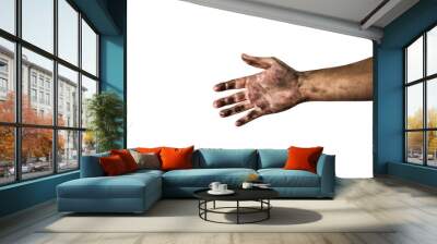 dirty hand isolated on white background Wall mural