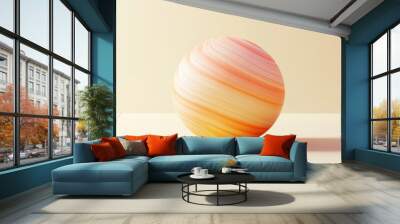 A stylized 3D icon of a yoga ball, emphasizing its shape and texture, perfect for wellness and fitness applications Wall mural