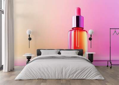 A vibrant 3d illustration of a vitamin-rich face serum, showcasing its glossy surface and bright color. The serum is isolated against a light background to highlight its effectiveness Wall mural