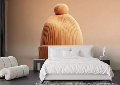 Modern 3D Beanie Icon for Casual Winter Fashion - Sleek Symbol of Warmth and Style Wall mural