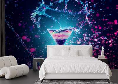 Colourful cocktail in glass with splash Wall mural