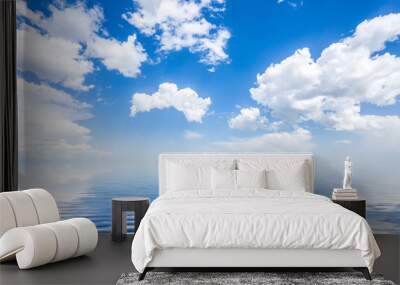 sea and cloudy blue sky Wall mural