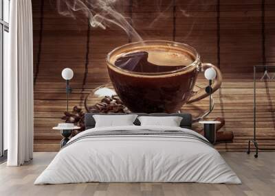 Steaming cup of coffee Wall mural