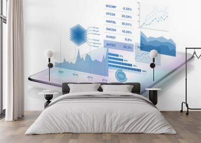 diagrams projecting from tablet Wall mural