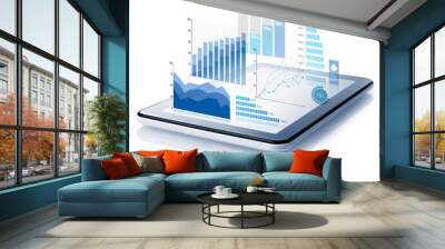 Diagrams projecting from tablet Wall mural