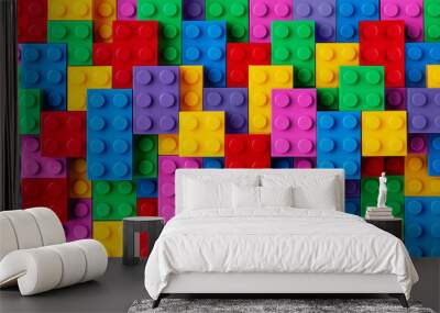 Multi-colored toy blocks background Wall mural