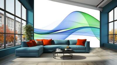  Abstract background, blue and green wavy  Wall mural